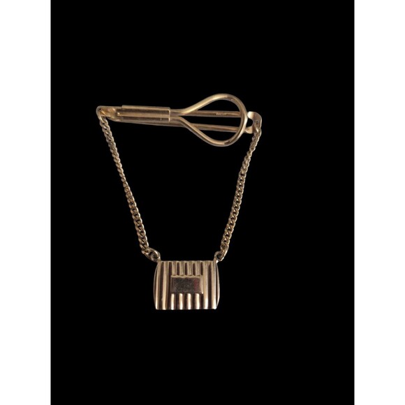 Vintage WEH Hayward Gold Filled TIE BAR Clip Clasp w/Chain - Picture 1 of 4